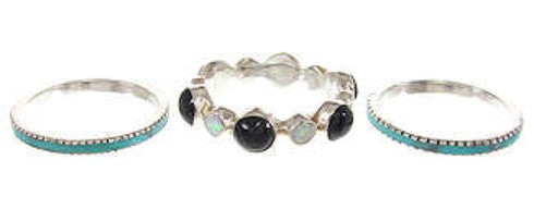Southwest Multicolor Silver Stackable Ring Set Size 7-3/4 BW64068